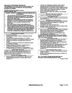 HIGHLIGHTS OF PRESCRIBING INFORMATION These highlights do not include all the information needed to use ® LETAIRIS tablets safely and effectively. See full prescribing information for LETAIRIS. LETAIRIS (ambrisentan) ta