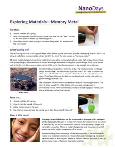   	
   	
      Exploring	
  Materials—Memory	
  Metal	
  