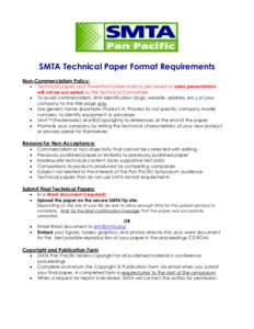 SMTA Technical Paper Format Requirements Non-Commercialism Policy:    