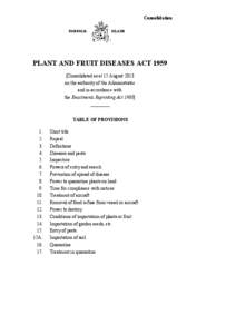 Consolidation NORFOLK ISLAND  PLANT AND FRUIT DISEASES ACT 1959