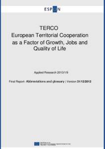 TERCO: Final Report – Abbreviations and glossary  December 2012 TERCO European Territorial Cooperation