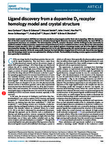 article published online: 18 september 2011 | doi: [removed]NChemBio.662 Ligand discovery from a dopamine D3 receptor homology model and crystal structure