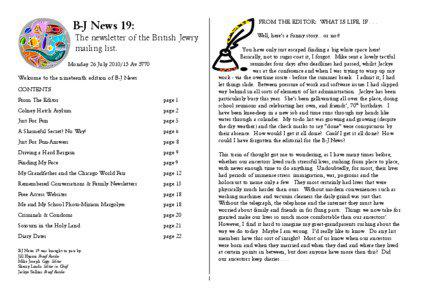 FROM THE EDITOR: WHAT IS LIFE, IF[removed]B-J News 19: