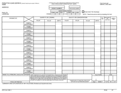 NATIONAL POLLUTANT DISCHARGE ELIMINATION SYSTEM (NPDES)  PERMITTEE NAME/ADDRESS (Include Facility Name/Location if Different) NAME  Form Approved.