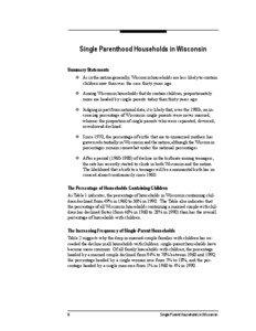 Single Parenthood Households in Wisconsin Summary Statements  As in the nation generally, Wisconsin households are less likely to contain