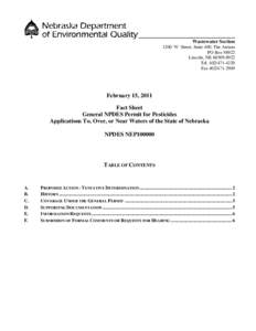 ________________________________________________________________________ Wastewater Section 1200 ‘N’ Street, Suite 400, The Atrium PO Box[removed]Lincoln, NE[removed]Tel[removed]