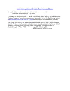 Southern Campaign American Revolution Pension Statements & Rosters Bounty Land Warrant of Thomas Gaskins BLWt867-450 Transcribed and annotated by C. Leon Harris VA