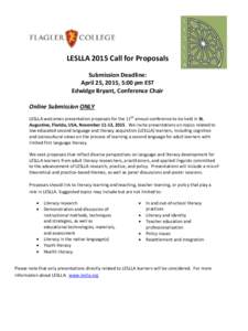 LESLLA Forum 2006 Presentation Proposal Form