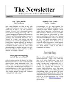 The Newsletter The Episcopal Church in the Diocese of Northwest Texas Number 213 March 2010