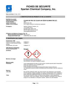 FICHES DE SÉCURITÉ Spartan Chemical Company, Inc. Date de révision 02-décIDENTIFICATION DU PRODUIT ET DE LA SOCIÉTÉ Identifiant du produit