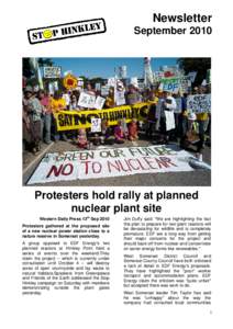 Newsletter September 2010 Protesters hold rally at planned nuclear plant site Western Daily Press 13th Sep 2010