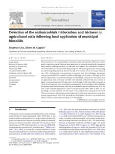 Detection of the antimicrobials triclocarban and triclosan in agricultural soils following land application of municipal biosolids