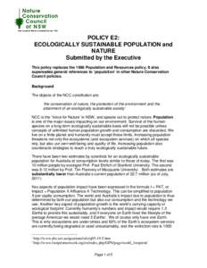 Microsoft Word[removed]Policy E2 - Ecologically Sustainable Population & Nature.doc