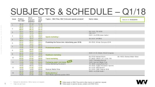 SUBJECTS & SCHEDULE – Q1/18 Issue Verlag Werben & Verkaufen GmbH, © 