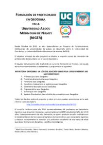 FORMACIÓN DE PROFESORADO  EN GEOGEBRA   EN LA   UNIVERSIDAD ABDOU  MOUMOUNI DE NIAMEY  (NIGER) 