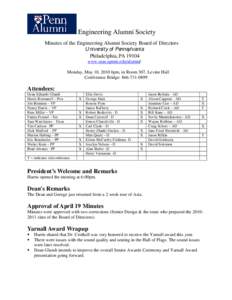 Engineering Alumni Society Minutes of the Engineering Alumni Society Board of Directors University of Pennsylvania Philadelphia, PA[removed]www.seas.upenn.edu/alumni/