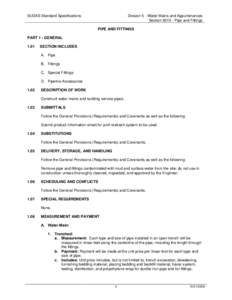 SUDAS Standard Specifications  Division 5 - Water Mains and Appurtenances Section[removed]Pipe and Fittings PIPE AND FITTINGS