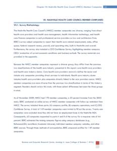 Chapter VII: Nashville Health Care Council (NHCC) Member Companies  VII. NASHVILLE HEALTH CARE COUNCIL MEMBER COMPANIES VII.1. Survey Methodology The Nashville Health Care Council’s (NHCC) member companies are diverse,