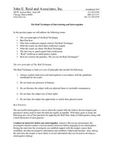 John E. Reid and Associates, Inc. 209 W. Jackson Blvd., Suite 400 Chicago, Illinois[removed]www.reid.com  Established 1947