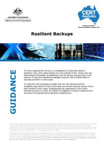 CERT Australia - Guidance - Resilient Backups