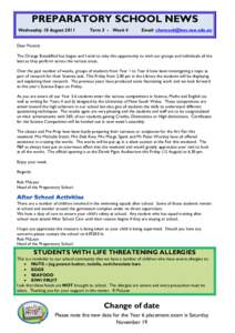 PREPARATORY SCHOOL NEWS Wednesday 10 August 2011 Term 3 - Week 4  Email: [removed]