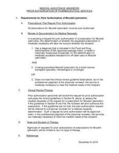 MEDICAL ASSISTANCE HANDBOOK  PRIOR AUTHORIZATION OF PHARMACEUTICAL SERVICES I.