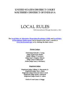 UNITED STATES DISTRICT COURT SOUTHERN DISTRICT OF INDIANA