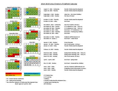 [removed]School District of Oakfield Calendar August/September[removed][removed][removed][removed][removed]