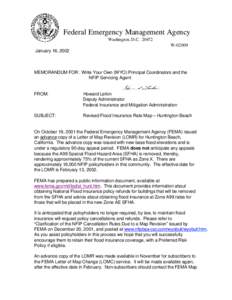 Federal Emergency Management Agency Washington, D.C[removed]W[removed]January 16, 2002  MEMORANDUM FOR: Write Your Own (WYO) Principal Coordinators and the
