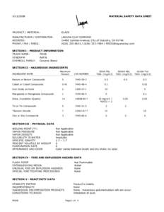 Text1 MATERIAL SAFETY DATA SHEET  PRODUCT / MATERIAL: