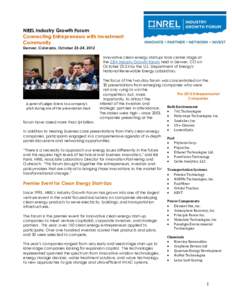 NREL Industry Growth Forum Summary document