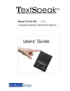 Model TS-04-NK  v2.0 Integrated Speech Generation System