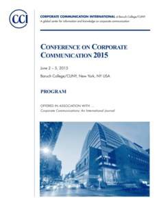 Michael B. Goodman, Ph.D., Conference Chair & Director CCI - Corporate Communication International at Baruch College/CUNY, USA Regional Editor - North America Corporate Communications: An International Journal, UK Chris
