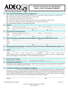 INSTRUCTIONS FOR SUBMITTAL OF A NOTICE OF INTENT TO DISCHARGE FOR A TYPE 2 GENERAL PERMIT