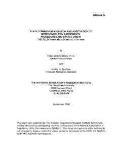 NRR196-24  STATE COMMISSION MEDIATION AND ARBITRATION OF INTERCONNECTION AGREEMENTS: PROCEDURES AND STATUS UNDER THE TELECOMMUNICATIONS ACT OF 1996