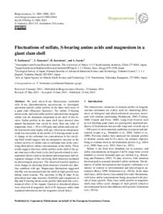 Biogeosciences, 11, 3881–3886, 2014 www.biogeosciences.net[removed]doi:[removed]bg[removed] © Author(s[removed]CC Attribution 3.0 License.  Fluctuations of sulfate, S-bearing amino acids and magnesium in a