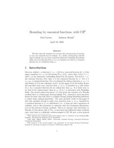 Bounding by canonical functions, with CH∗† Saharon Shelah‡ Paul Larson  April 12, 2002