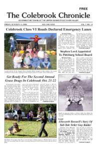 FREE  The Colebrook Chronicle COVERING THE TOWNS OF THE UPPER CONNECTICUT RIVER VALLEY  FRIDAY, OCTOBER 13, 2006