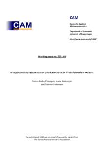 CAM Centre for Applied Microeconometrics Department of Economics University of Copenhagen http://www.econ.ku.dk/CAM/