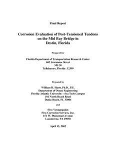 Final Report  Corrosion Evaluation of Post-Tensioned Tendons