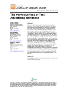Vol. 9, Issue 2, February 2014, ppThe Pervasiveness of Text Advertising Blindness Justin W. Owens Research Assistant