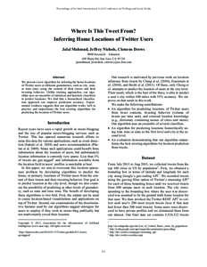 Where Is This Tweet From? Inferring Home Locations of Twitter Users