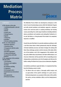 Mediation Process Matrix CONTENTS  The Mediation Process Matrix was developed by swisspeace on the