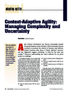 focus 1 adapting agility Context-Adaptive Agility: Managing Complexity and Uncertainty