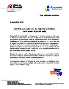 Service de l’information et des communications Pour publication immédiate