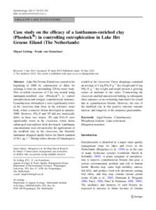 Hydrobiologia:253–263 DOIs10750x SHALLOW LAKE ECOSYSTEMS  Case study on the efficacy of a lanthanum-enriched clay