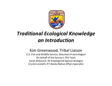 Traditional Ecological Knowledge an Introduction