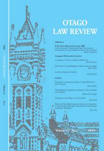 OTAGO LAW REVIEW Addresses 2009