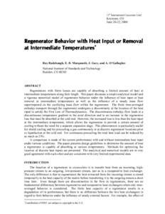 11th International Cryocooler Conf.  Keystone, CO June 20-22, 2000  Regenerator Behavior with Heat Input or Removal