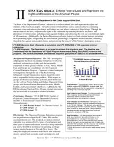 II  STRATEGIC GOAL 2: Enforce Federal Laws and Represent the Rights and Interests of the American People 35% of the Department’s Net Costs support this Goal.